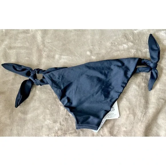 Moschino Swim Women Size 2/Medium Blue Checkered Bikini Bottom Designer Side Tie - Picture 10 of 10